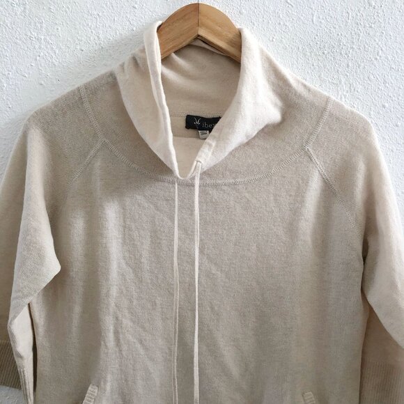IBEX 3/4 Sleeves Lambswool/ Cashmere Blend Cowl Neck Sweater Medium Size - Picture 4 of 9